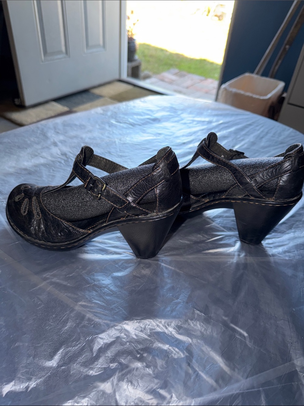Born Charisma Black Leather Cut-Out Heeled Mary Janes - Picture 2 of 6
